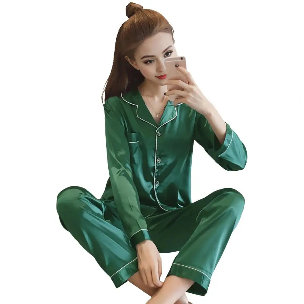 Women's Silk Button Pajama Set