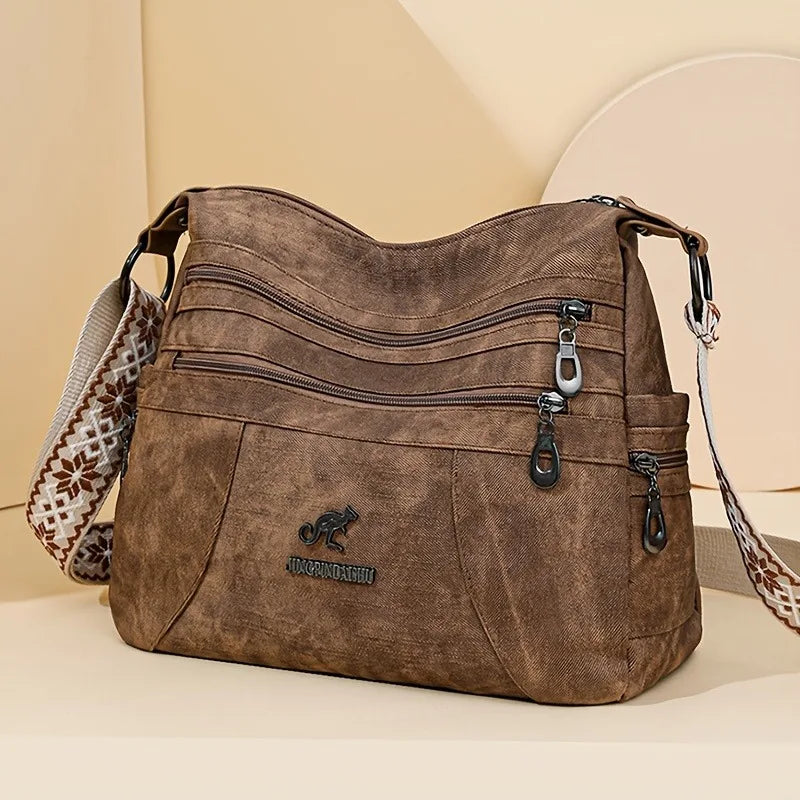 Denim Multi-Layer Crossbody Bag