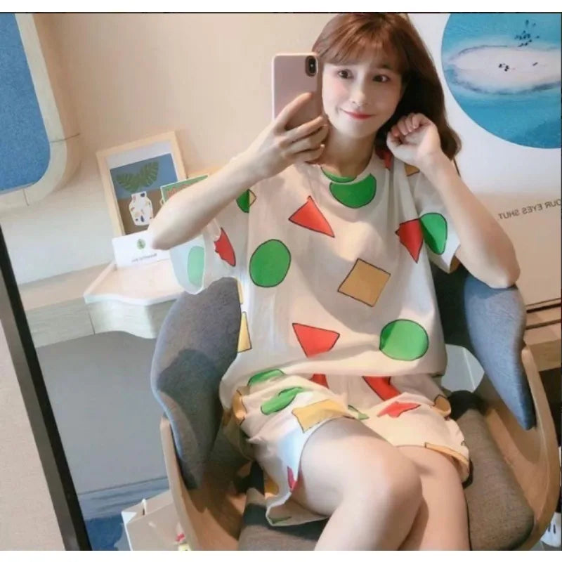 Couple Cartoon Print Pajama Set