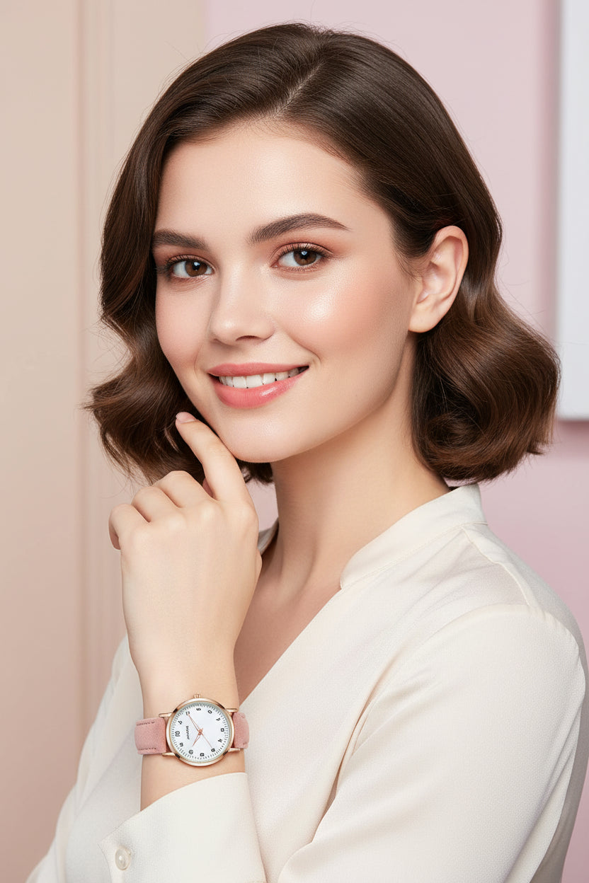 Women's Small Dial Leather Quartz Watch