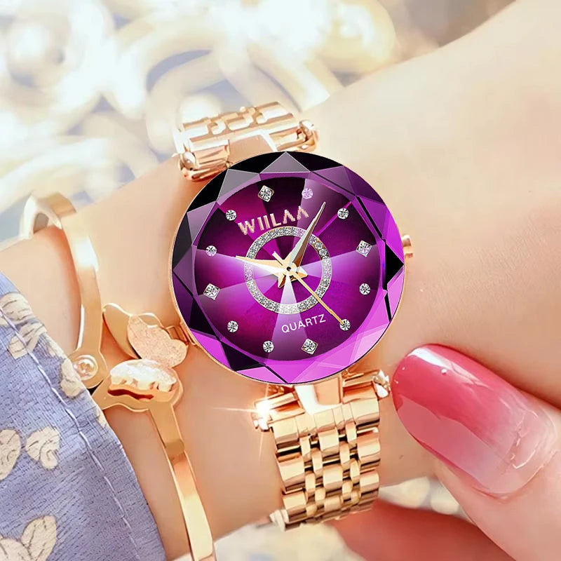 Rhinestone Gold Ladies Wristwatch