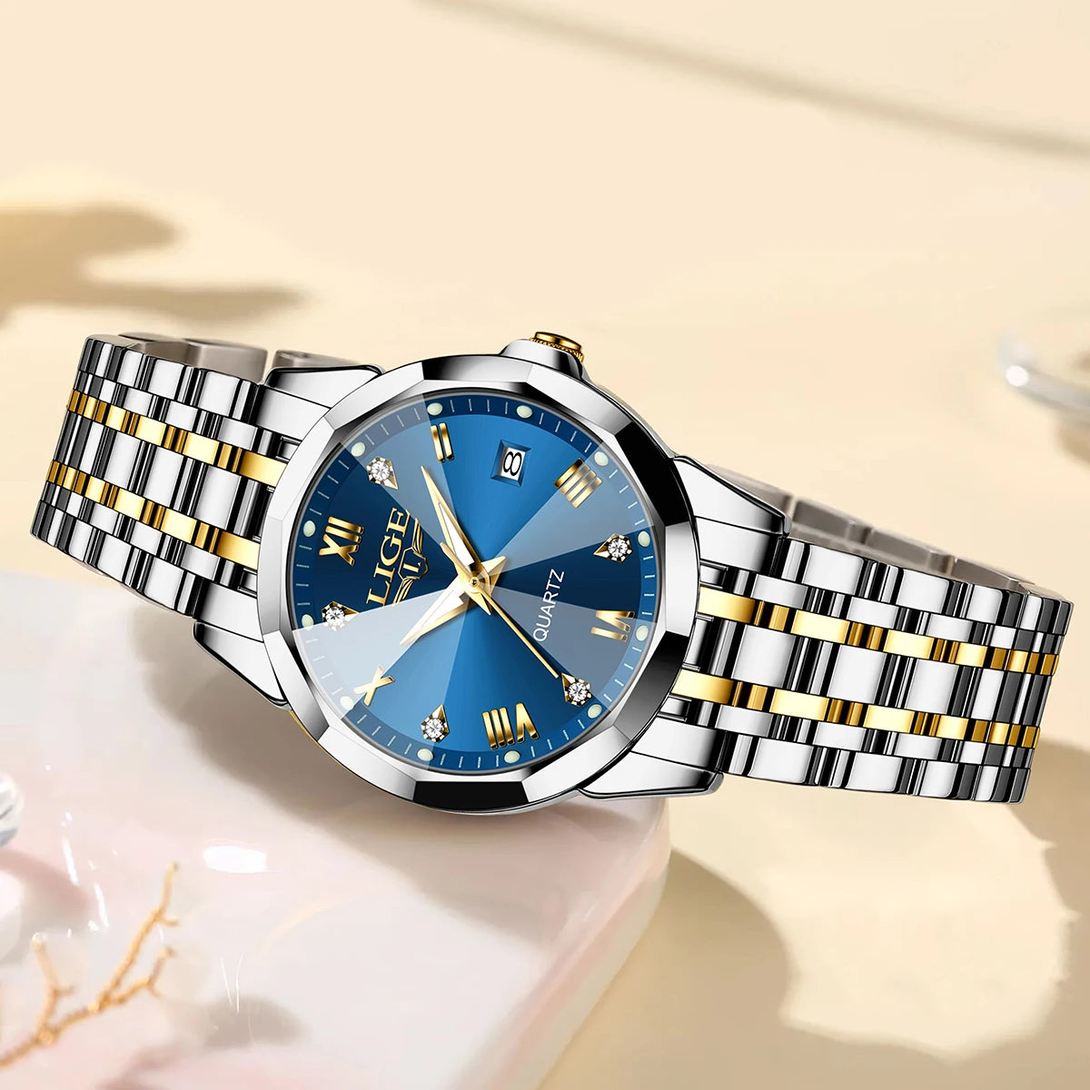 LIGE Luminous Date Steel Watch