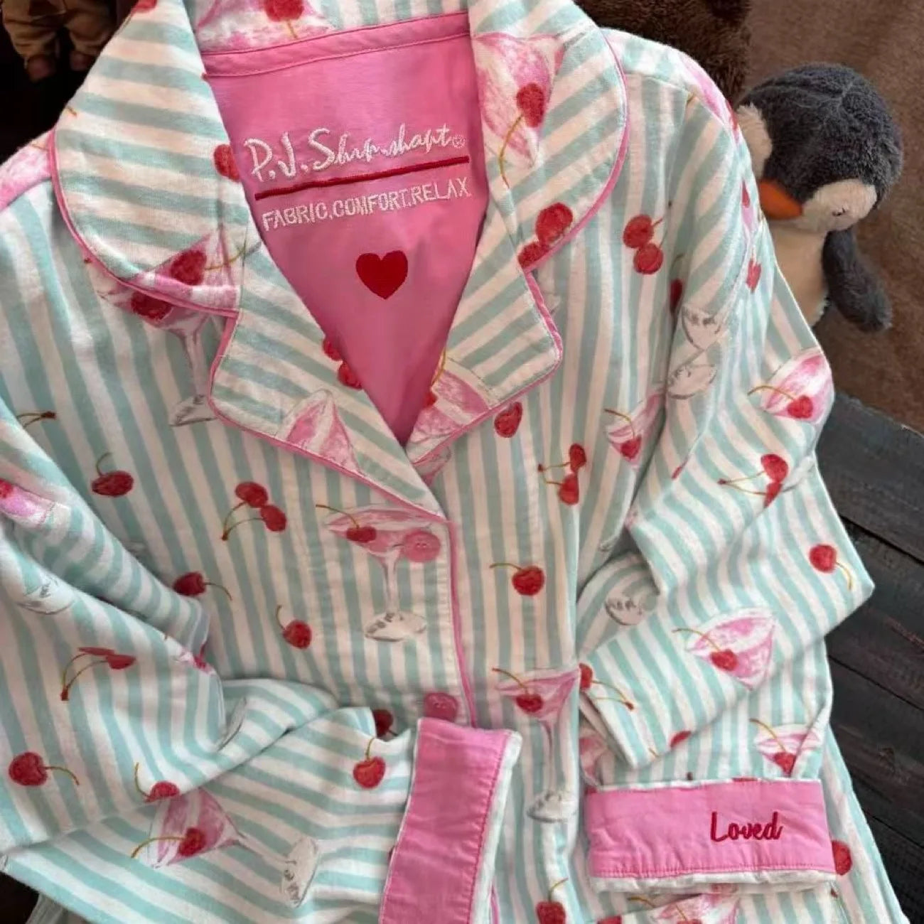 Cartoon Print Cotton Pajama Set