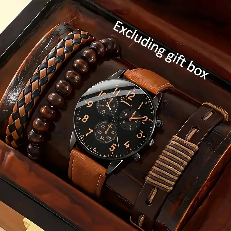 Men's Hip Hop Watch & Bracelet Set