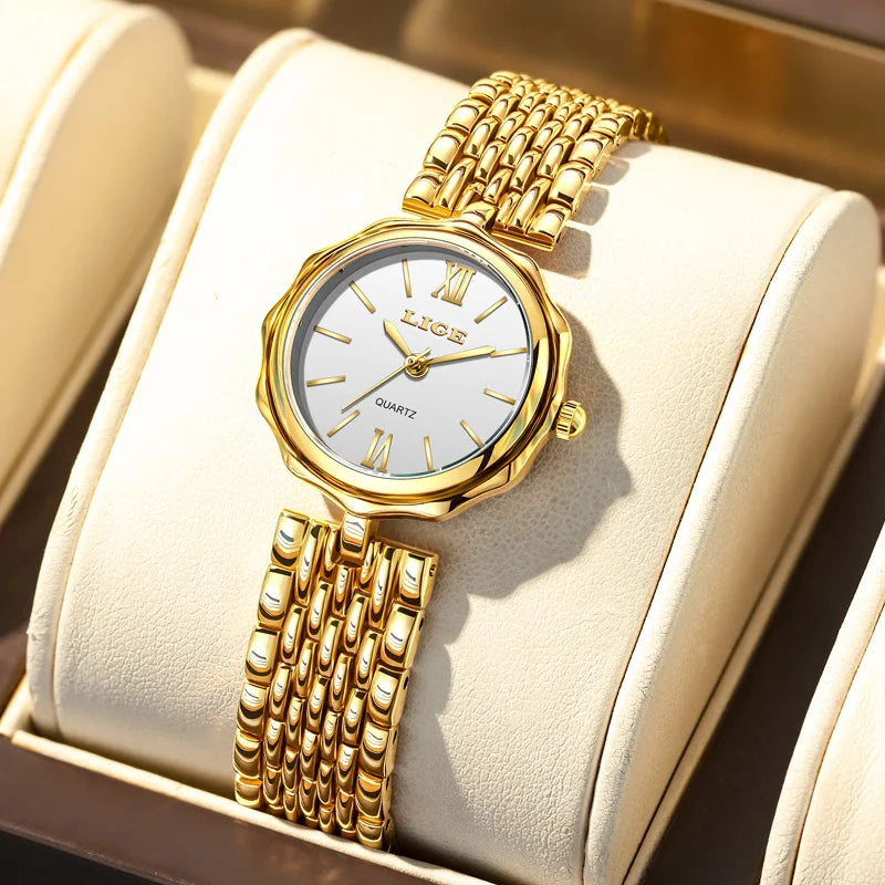 LIGE Gold Waterproof Ladies Watch