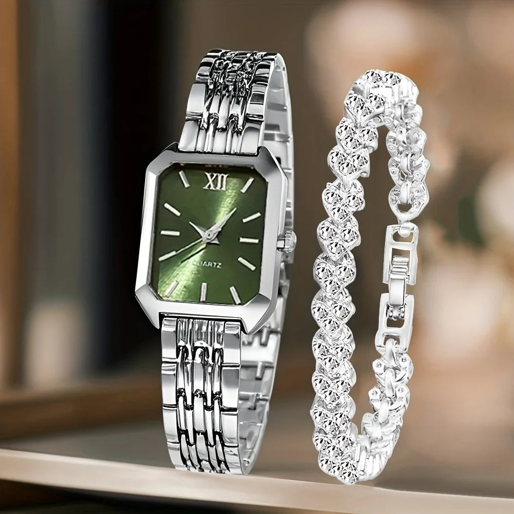 Women's Heart Chain Quartz Watch Set