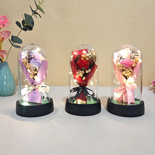Eternal Rose LED Acrylic Soap Flower Set