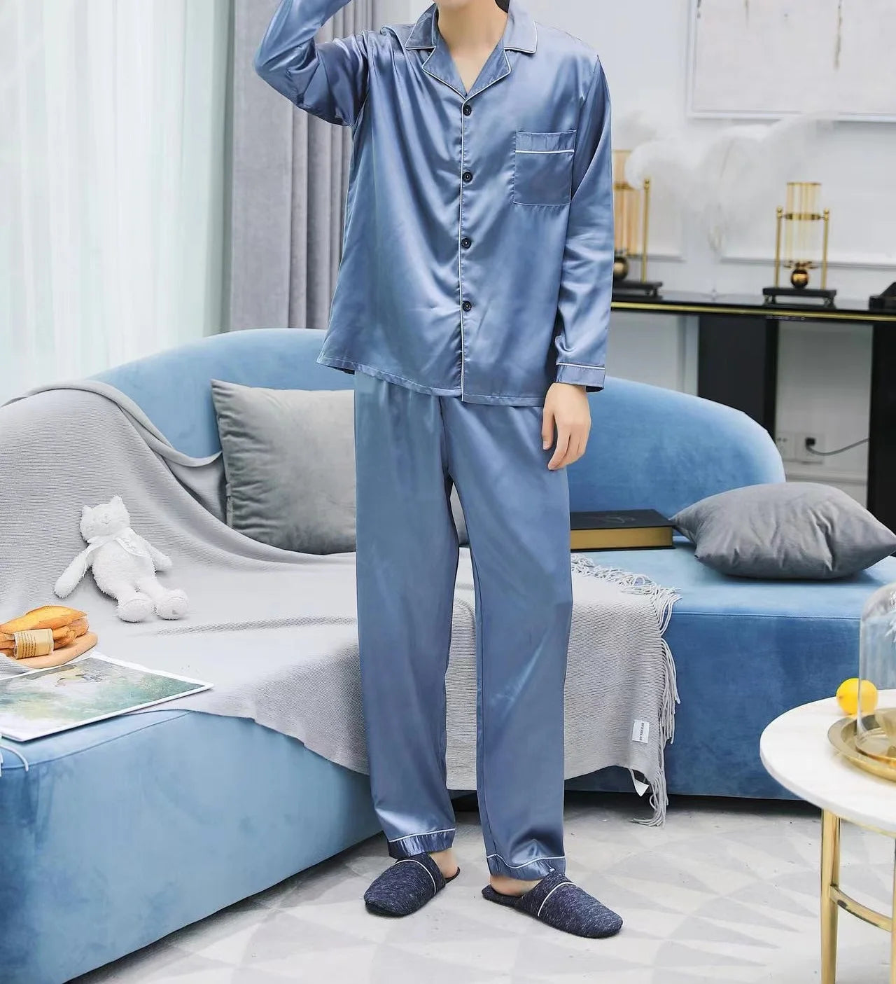 Custom Satin Couple Pajama Set Gift