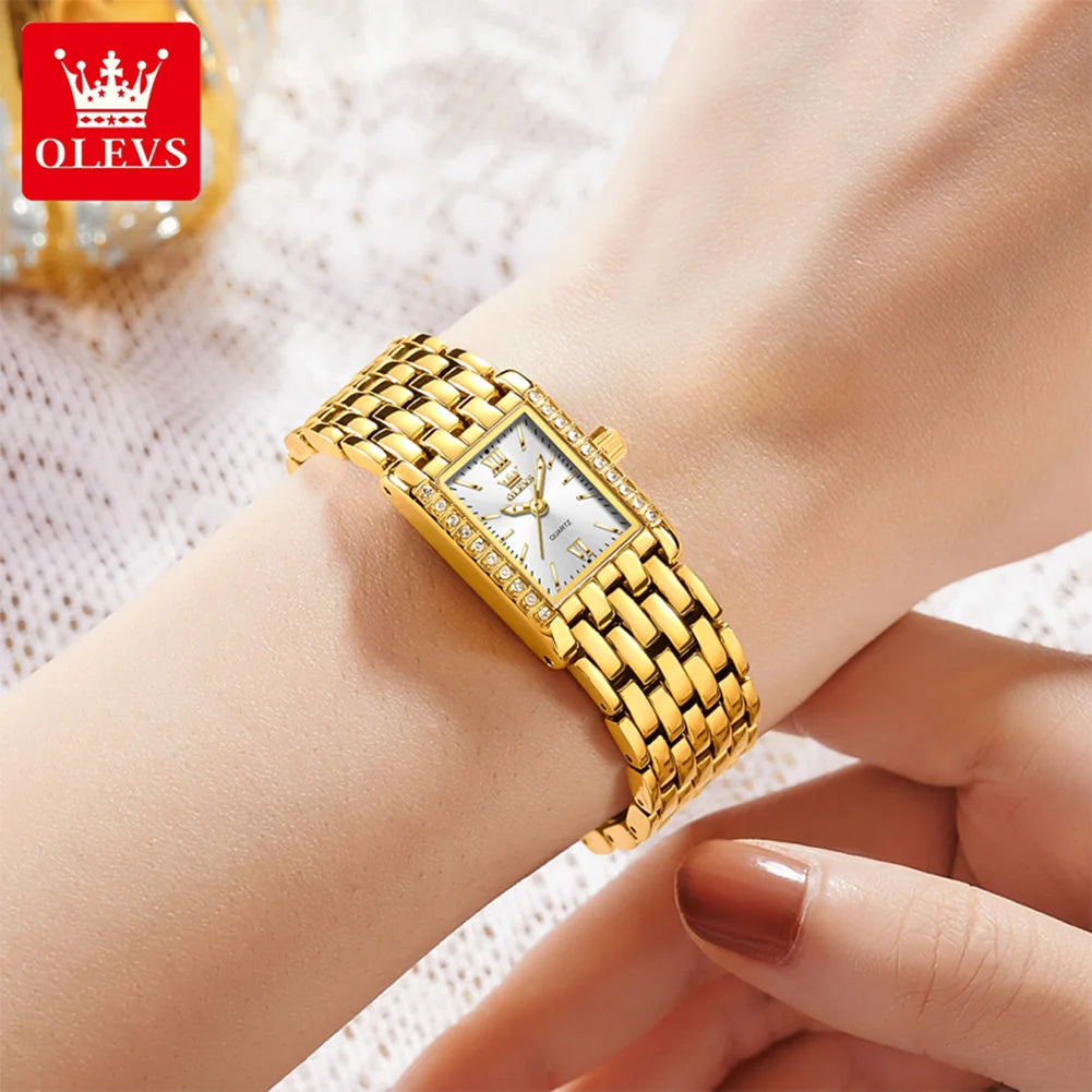 OLEVS Gold Square Quartz Watch
