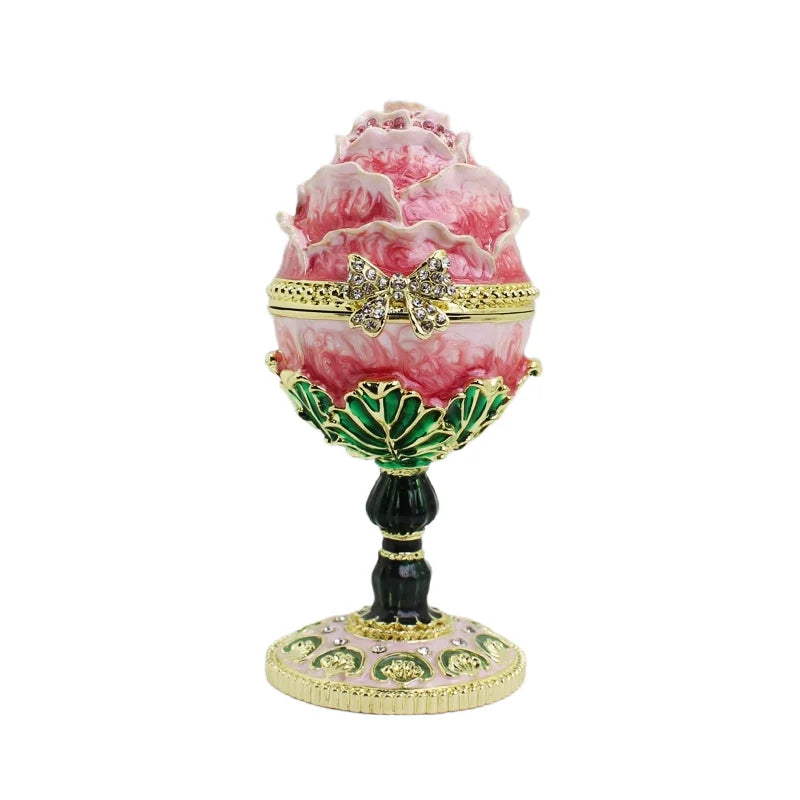 Enamel Rose Egg Trinket Storage Box Gift