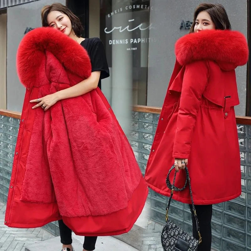 Waisted Fur Collar Down Jacket