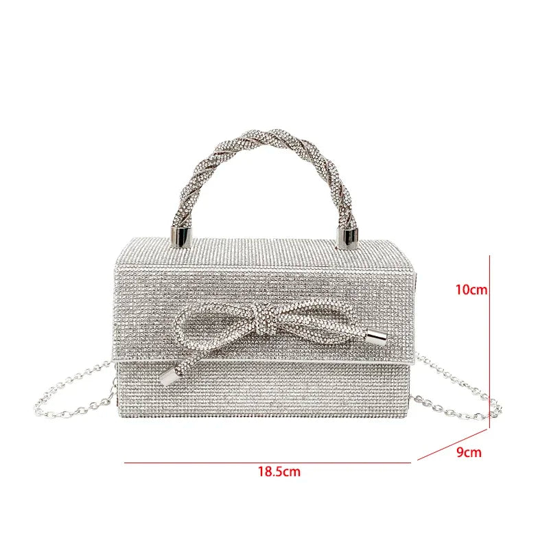 Women's Rhinestone Box Evening Clutch Gold