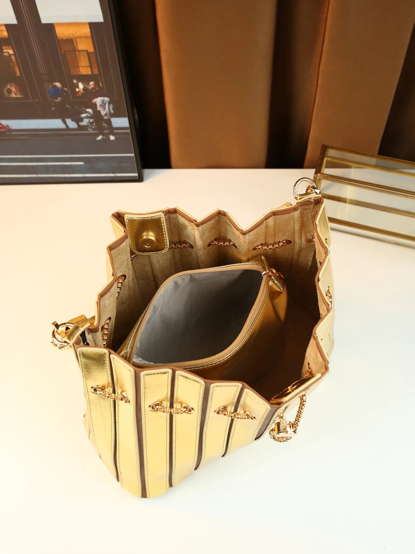 Pleated Shoulder Bag Luxury