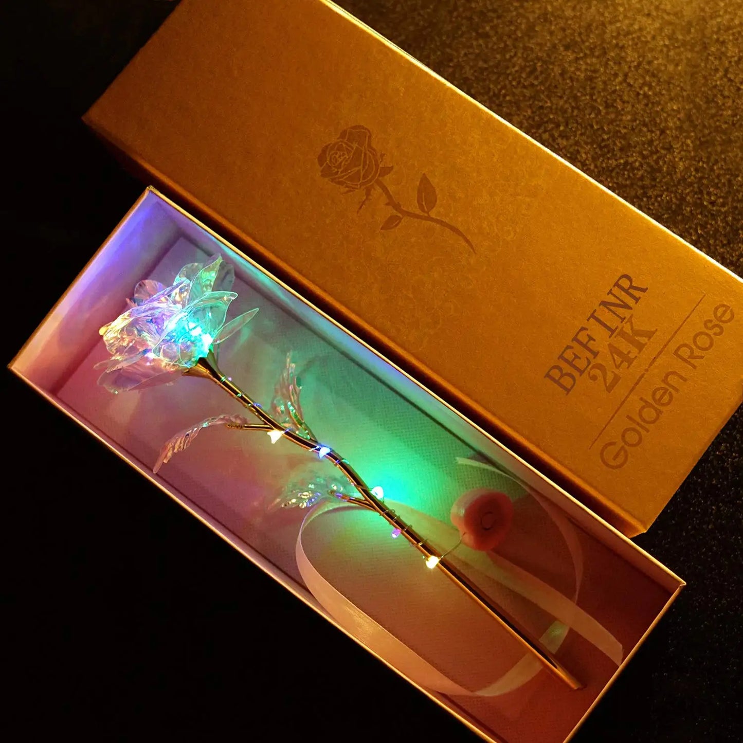 Galaxy Crystal Rose LED Heart Base Gift