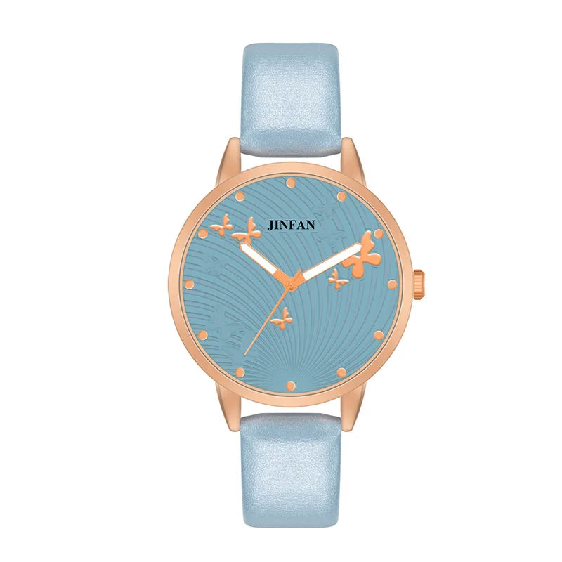 Butterfly Dial Leather Ladies Watch