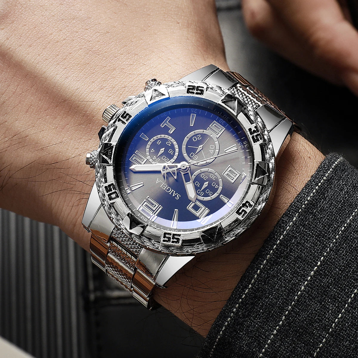 Men's Arabic Dial Quartz Watch Set