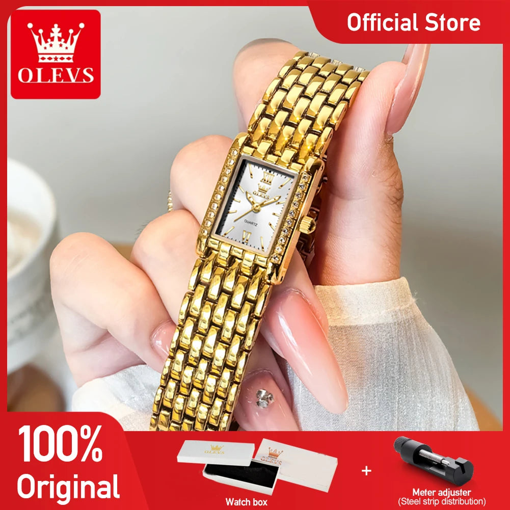 OLEVS Gold Square Quartz Watch