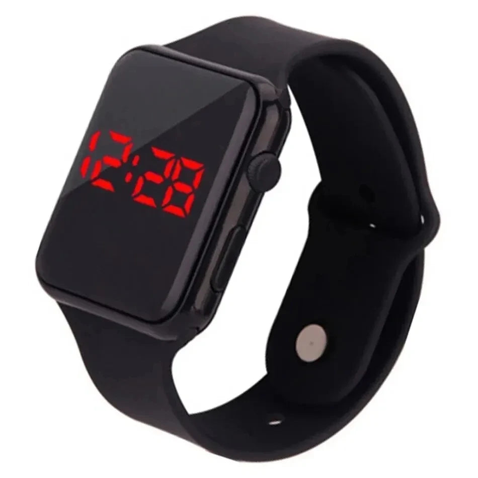 Men's Black Silicone LED Watch
