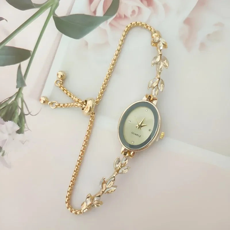 Clover Rhinestone Oval Watch