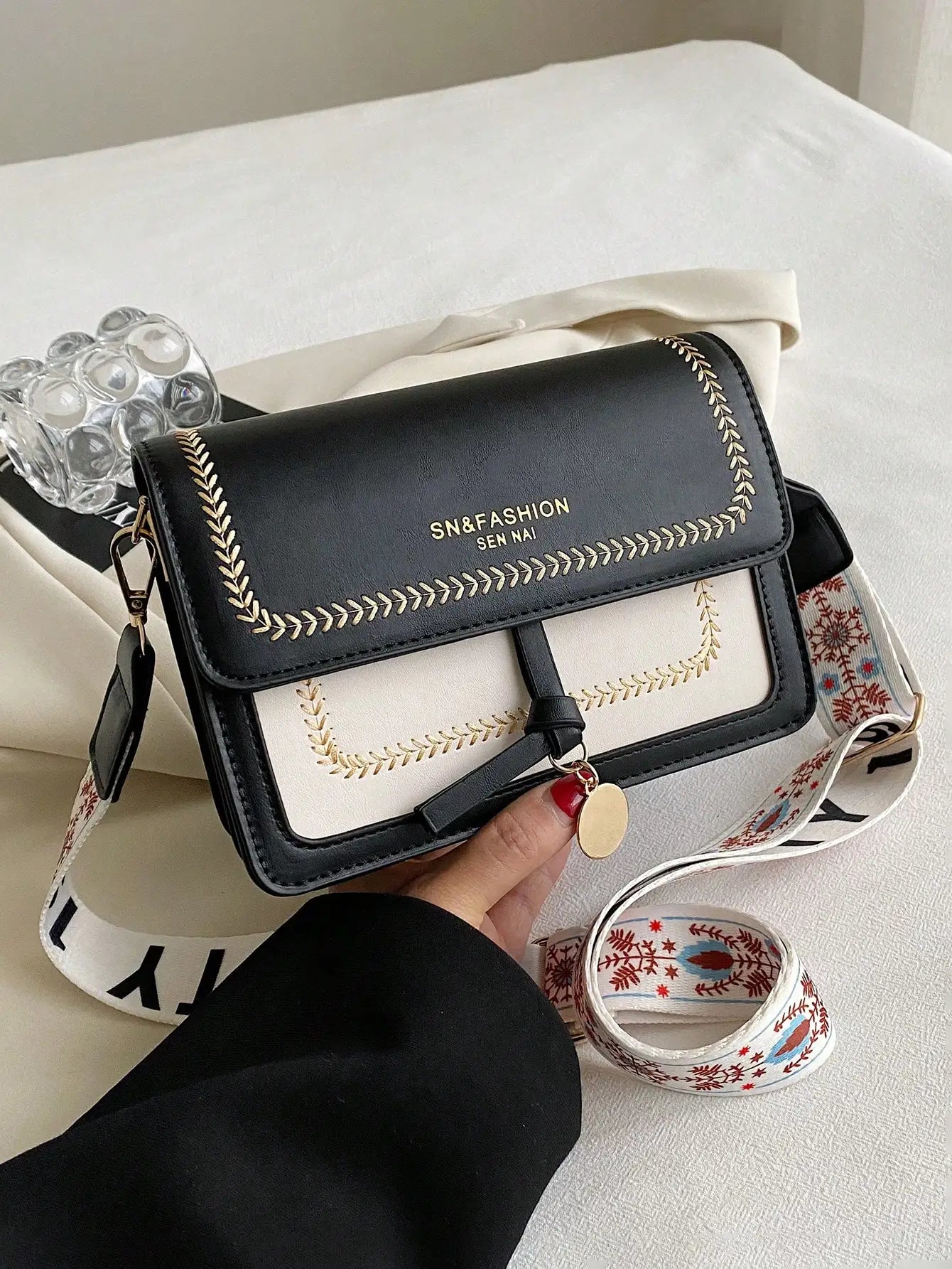 Women's Contrast Color Small Square Crossbody Bag