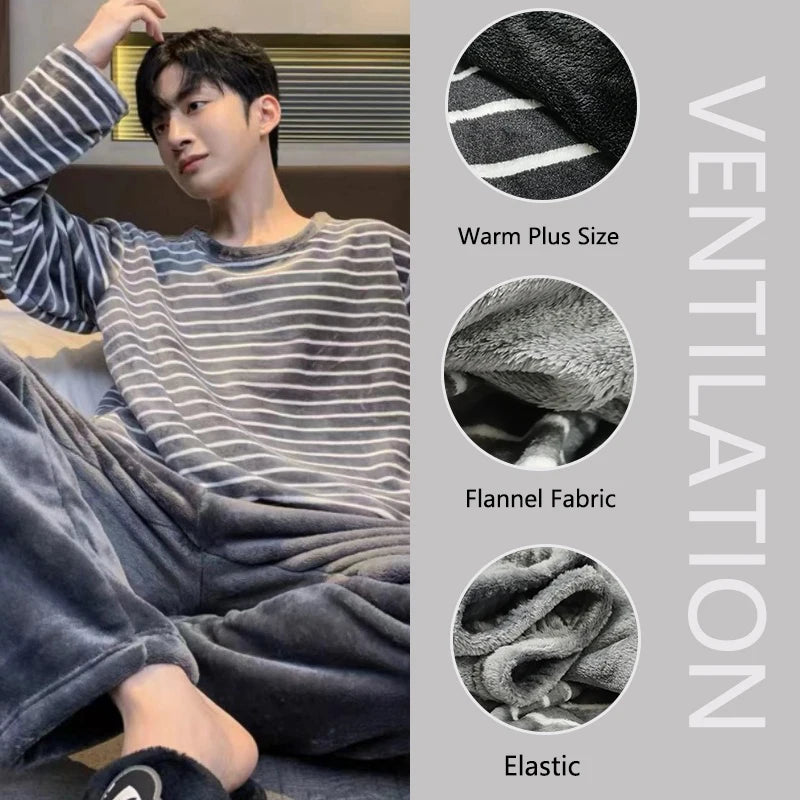 Men's Flannel Striped Pajama Set