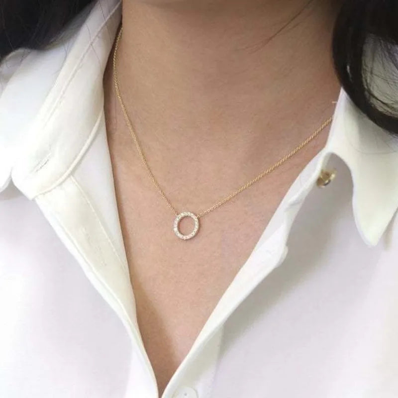 Crystal Circle Pendant Necklace