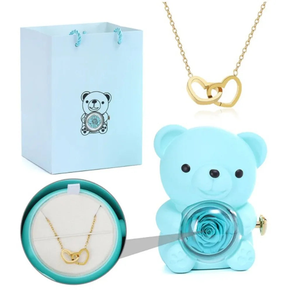 Teddy Bear Rose Jewelry Box