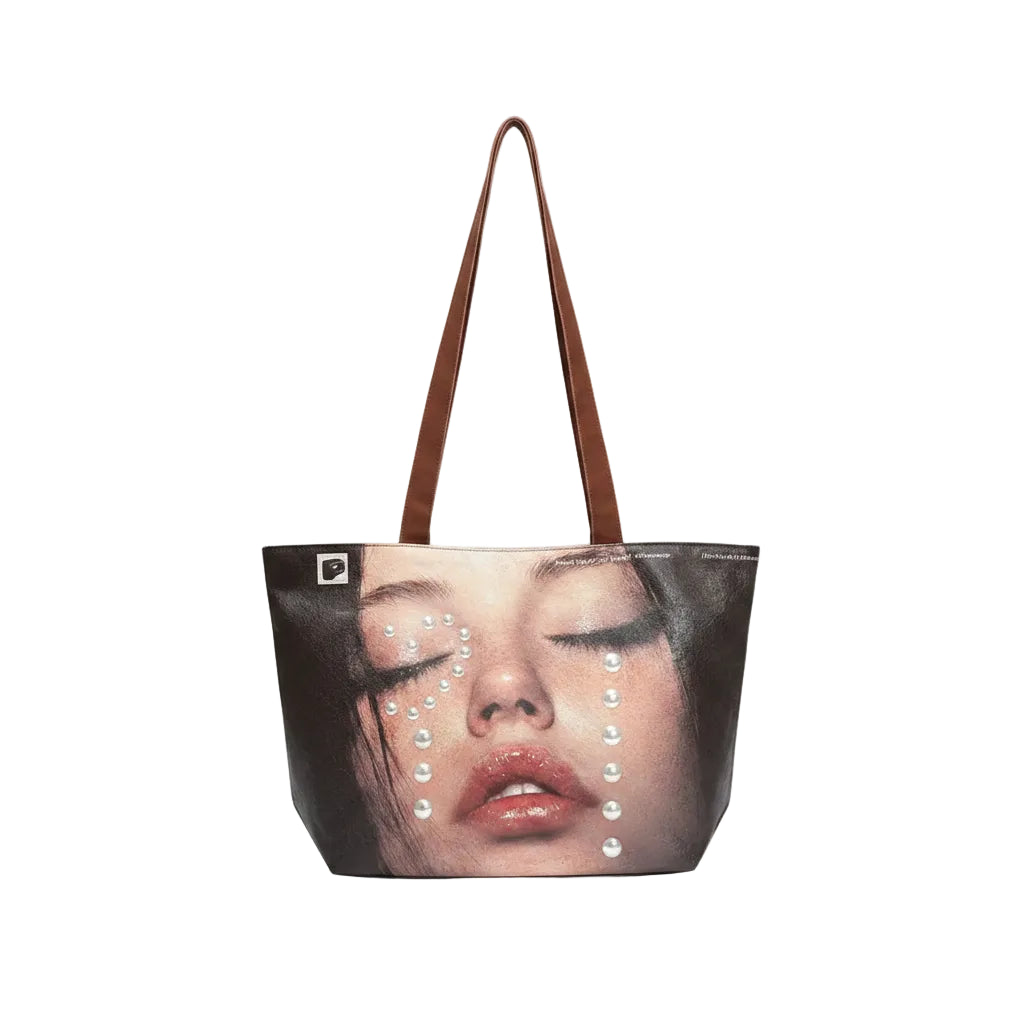 Face Print Large Tote Bag