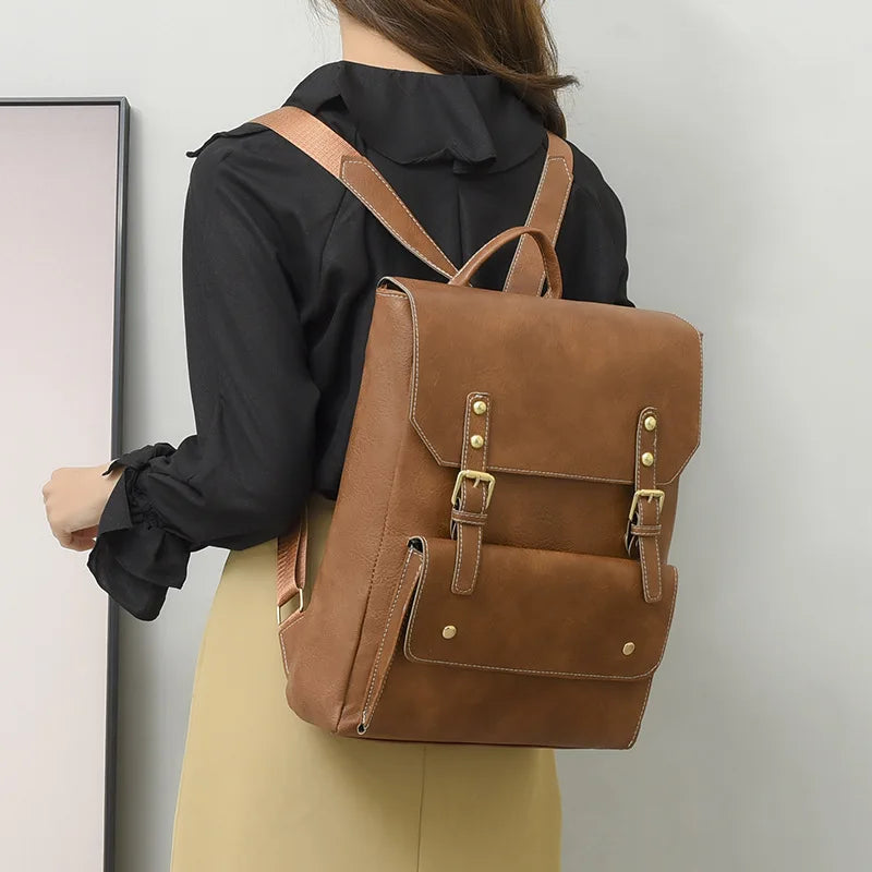 Vintage Leather School Backpack