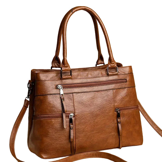Leather Top-Handle Crossbody Tote