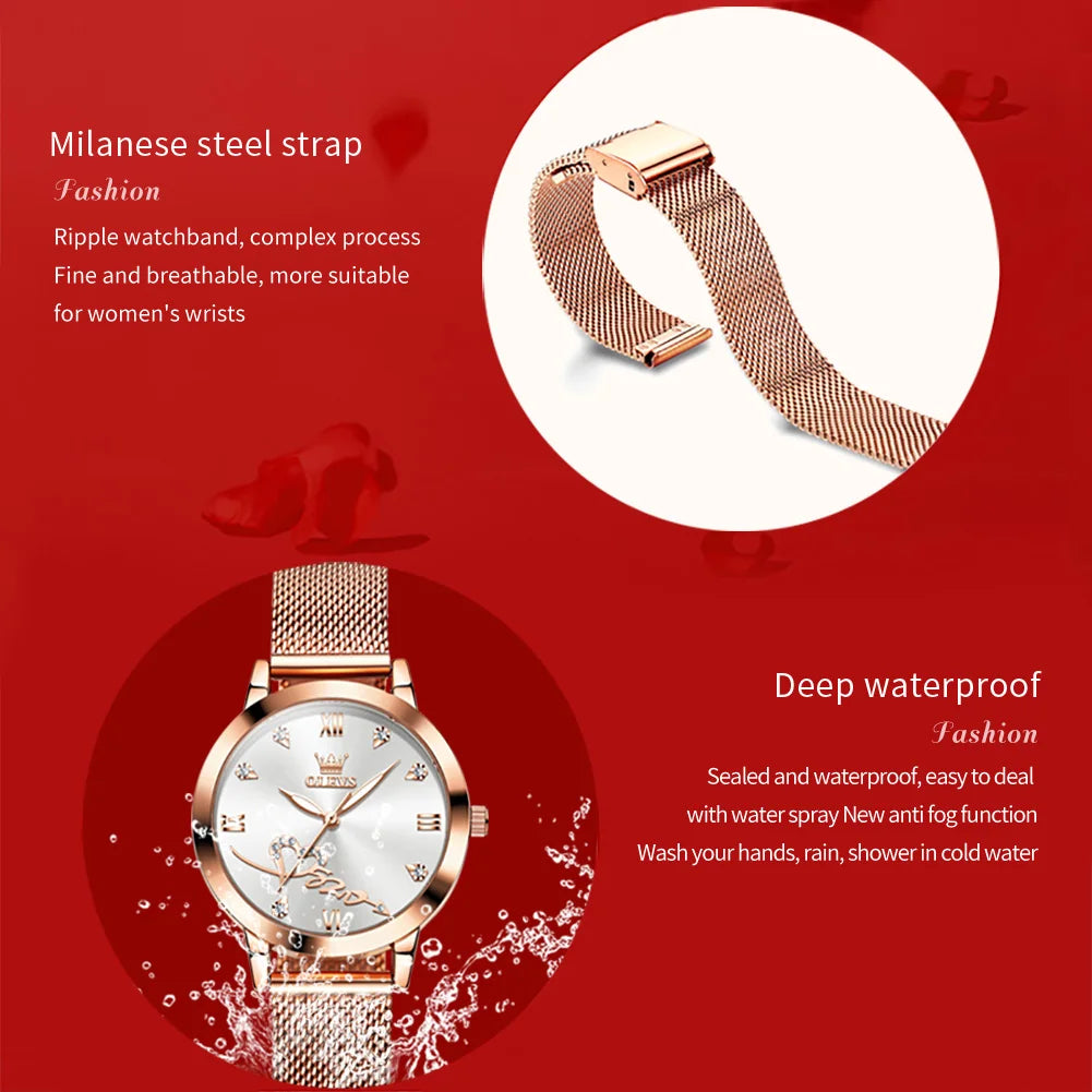 OLEVS Women's Luminous Quartz Watch Steel