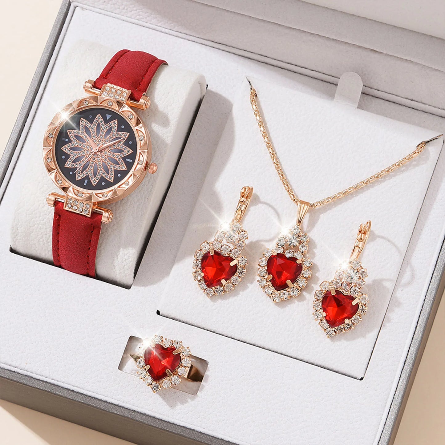 Women's Crystal Watch Jewelry Gift Set