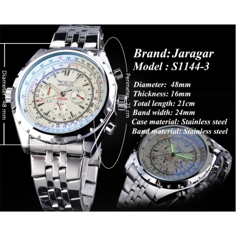 JARAGAR Hollow Chronograph Men's Watch