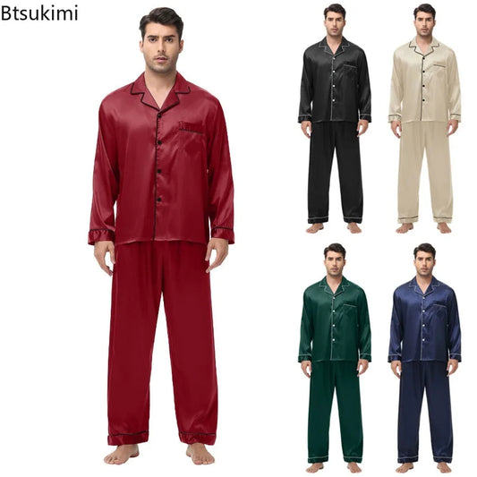 Men's Silk Satin Long Sleeve Pajama Shirt