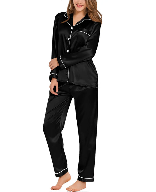 Satin Button-Down Women Pajama Set