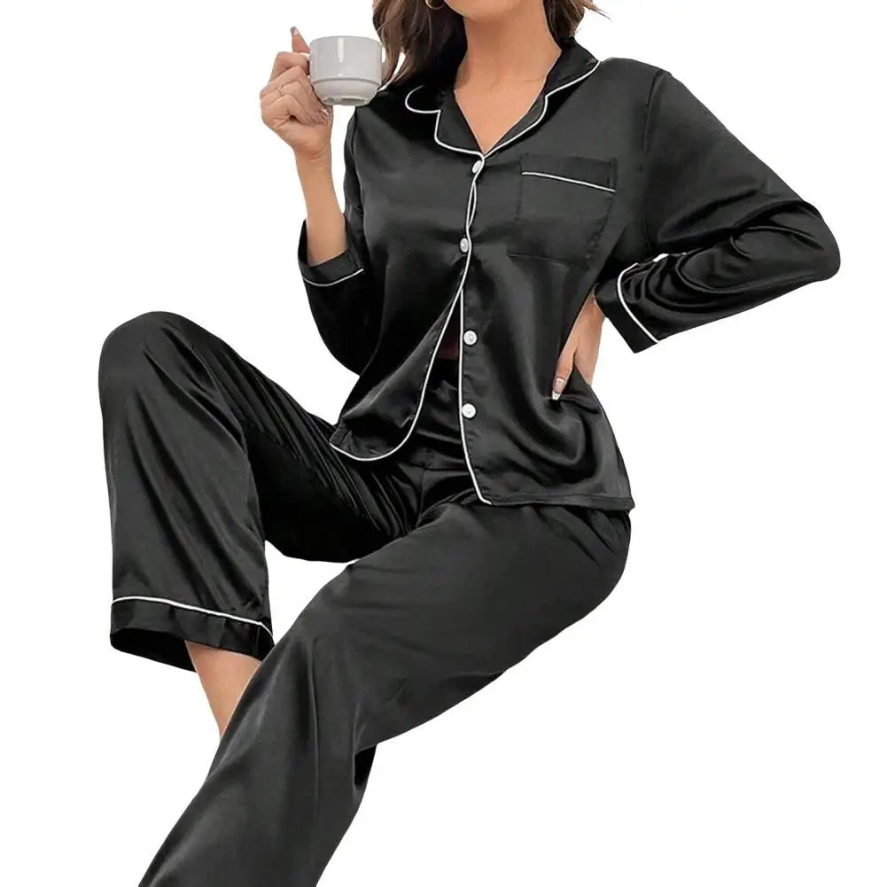 Women's Silk Button Pajama Set