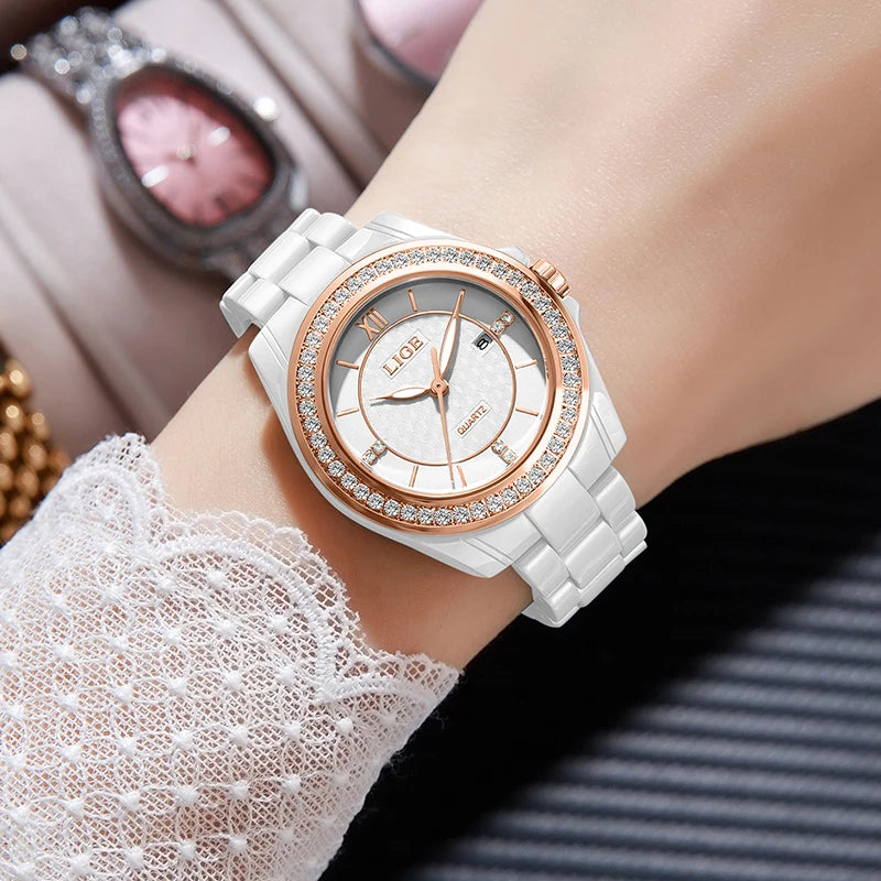 LIGE Ceramic Luminous Ladies Watch
