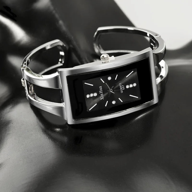 Women's Crystal Bangle Stainless Steel Quartz Watch