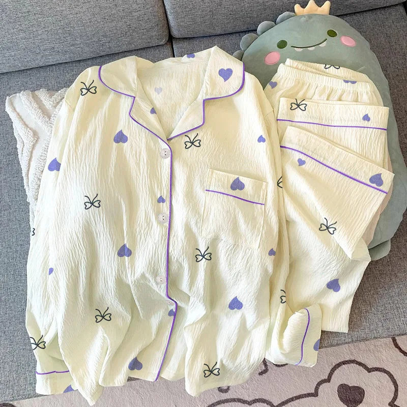 Girls Wrinkle Fabric Pajama Set