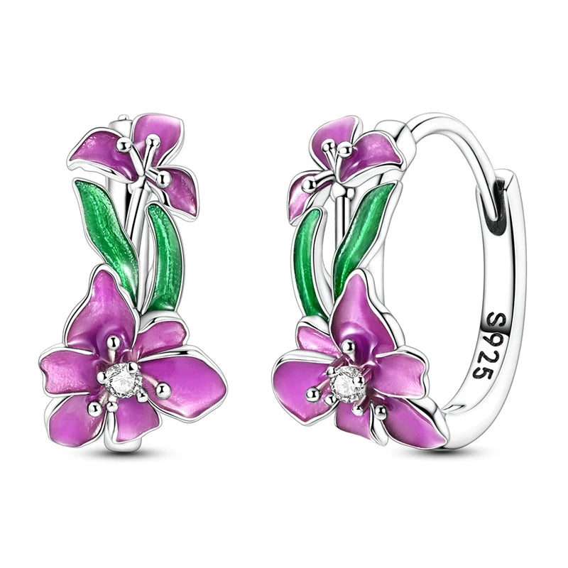 Women's S925 Silver Daisy Hoop Earrings