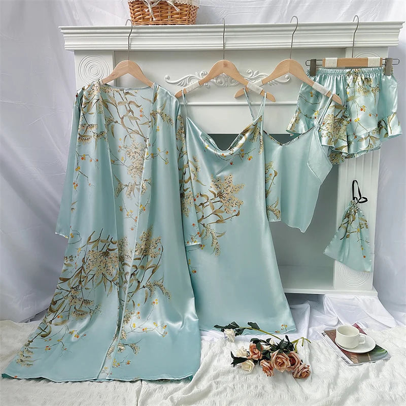 Women's 5-Piece Kimono Pajama Set