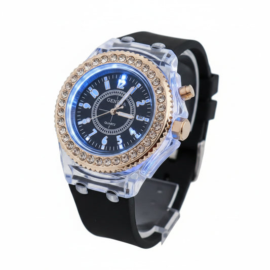 LED Luminous Rhinestone Silicone Watch for Kids & Adults
