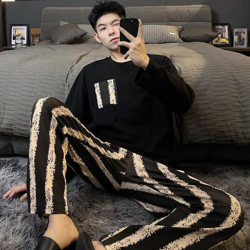 Cotton O-Neck Men Pajama Set