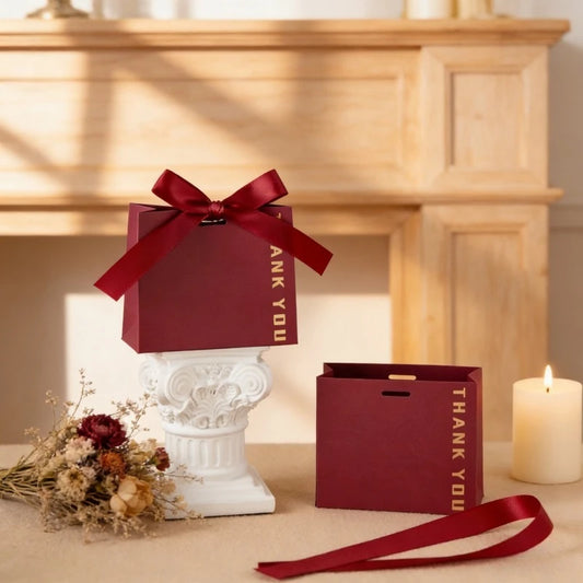 Thank You Gift Box Bow Ribbon Party 10 Pcs