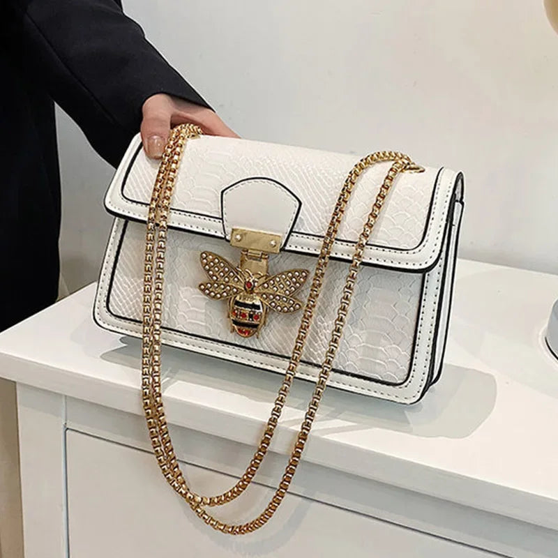 Bee Lock Crocodile Tote Bag