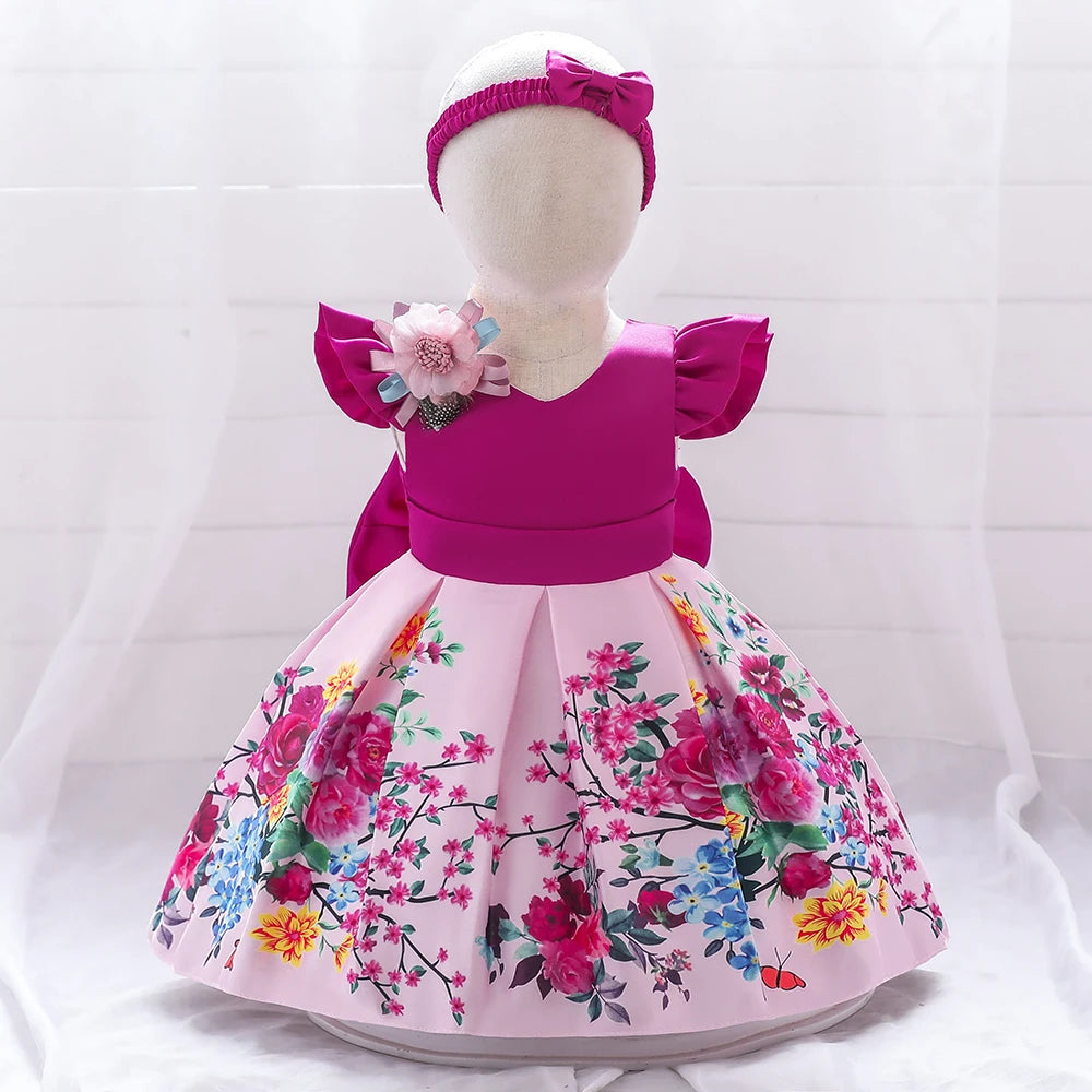 Girls' Floral Princess Party Dress