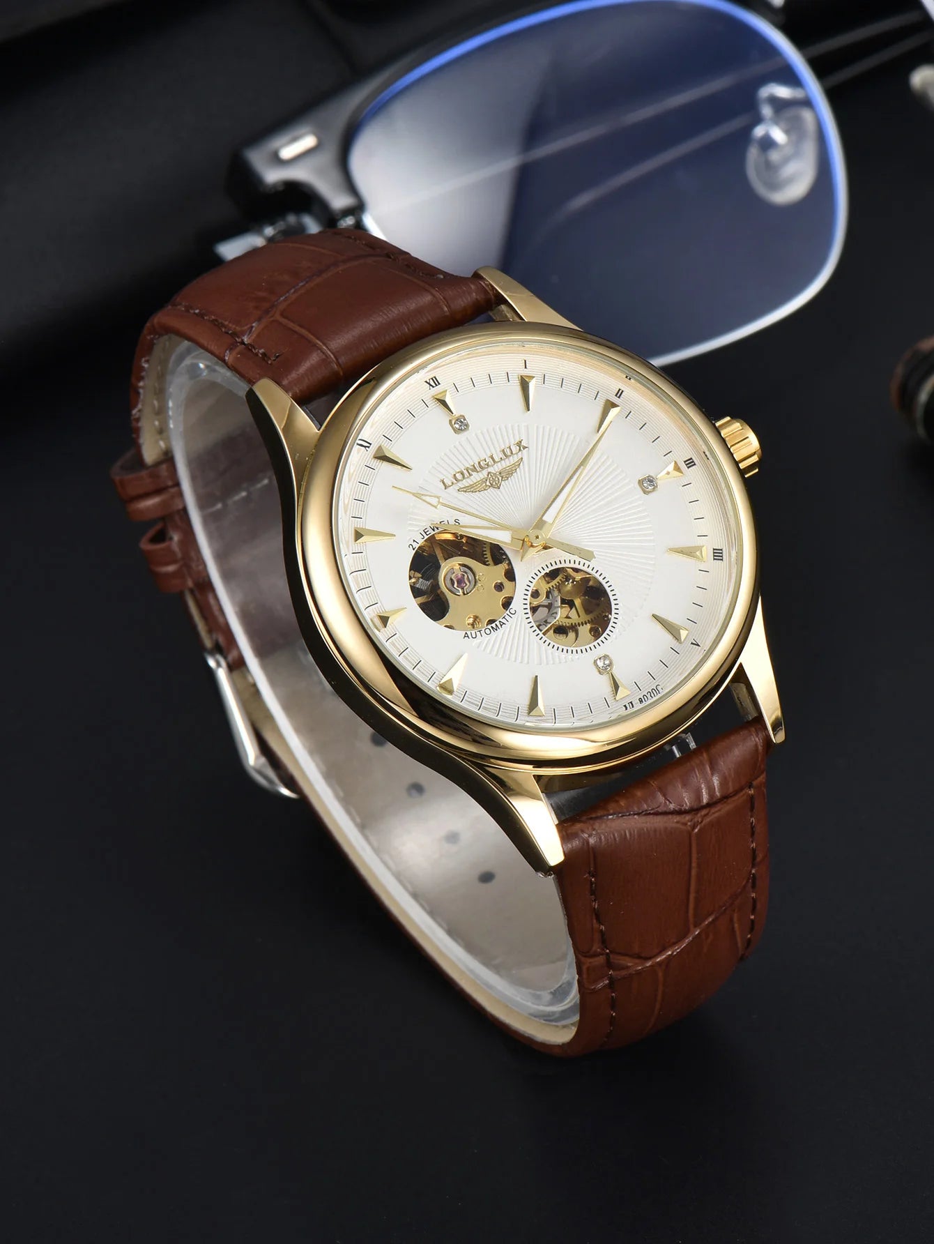 Skeleton Mechanical Leather Men's Watch