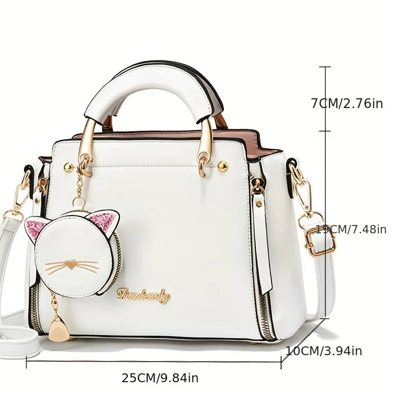 Women's Cat Satchel Top Handle Shoulder Bag