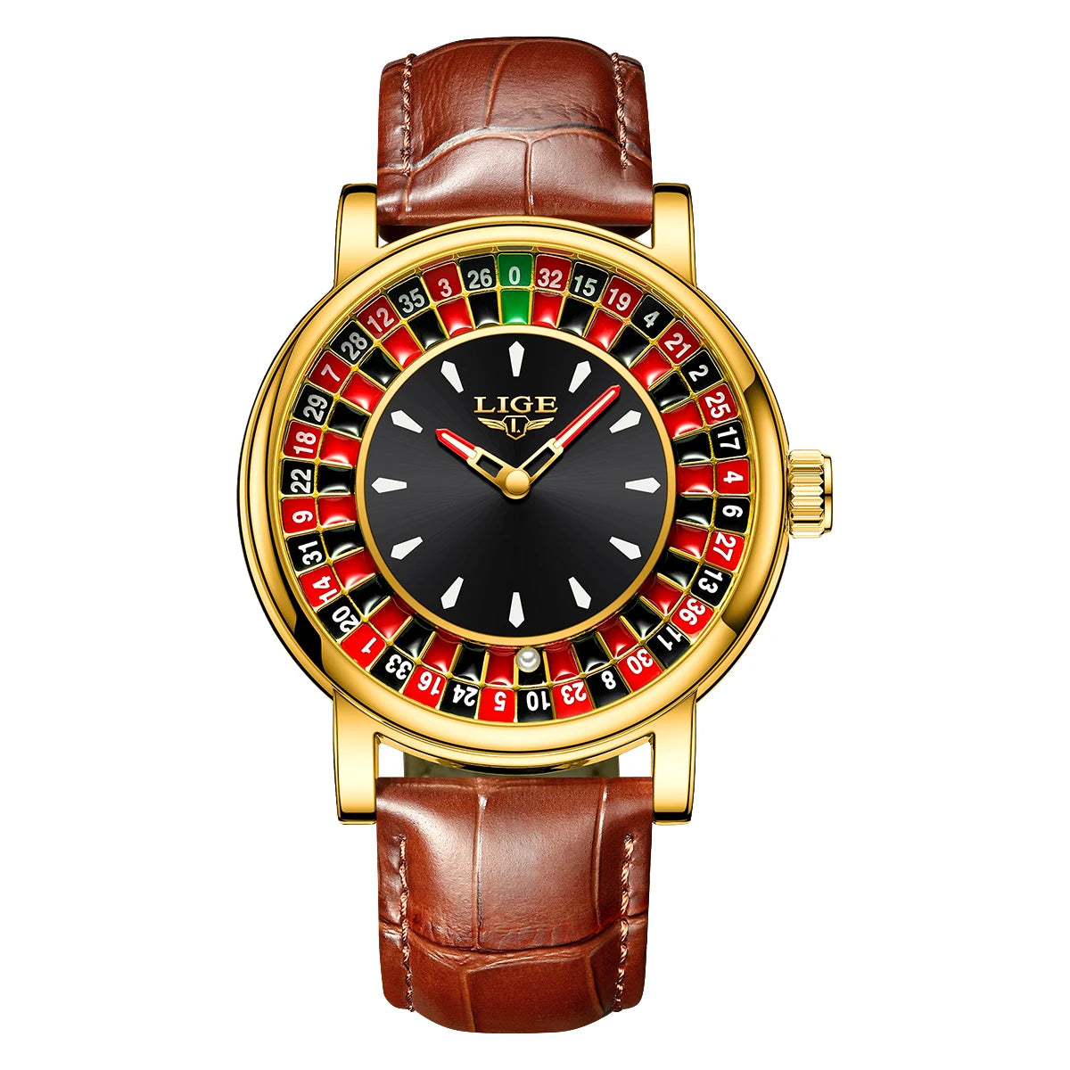 LIGE Men's Roulette Luminous Quartz Watch