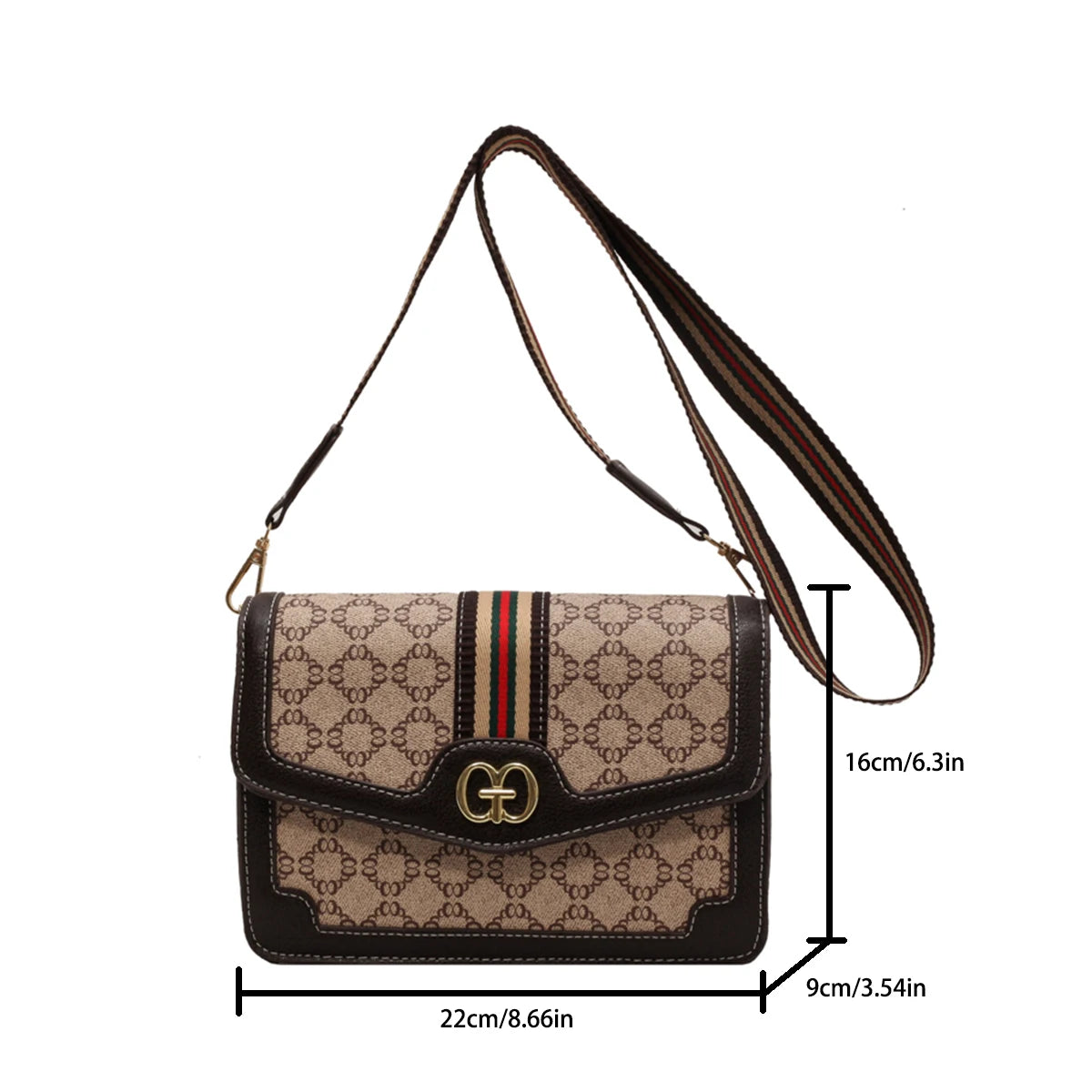 Women's Geometric Print PU Crossbody Bag